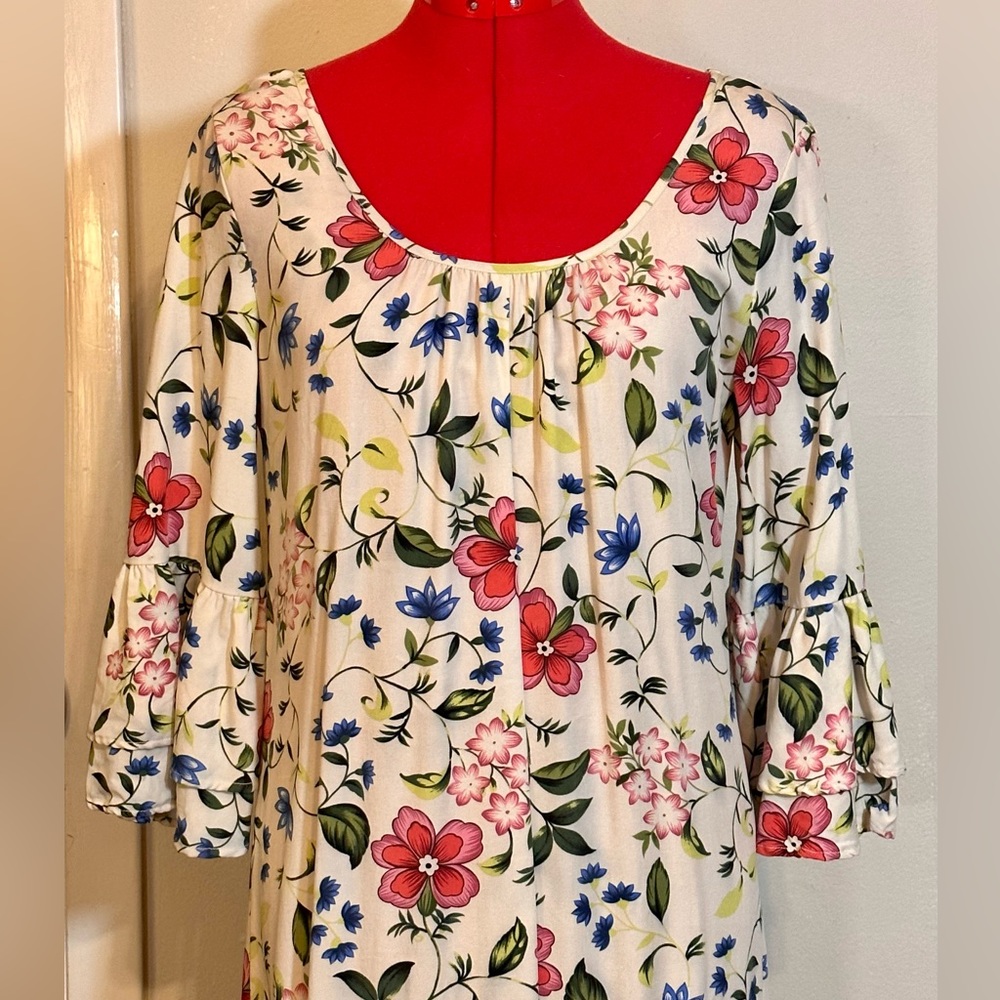Gently Used Christy Dawn Rowe Dress, Cream Floral, Size Small